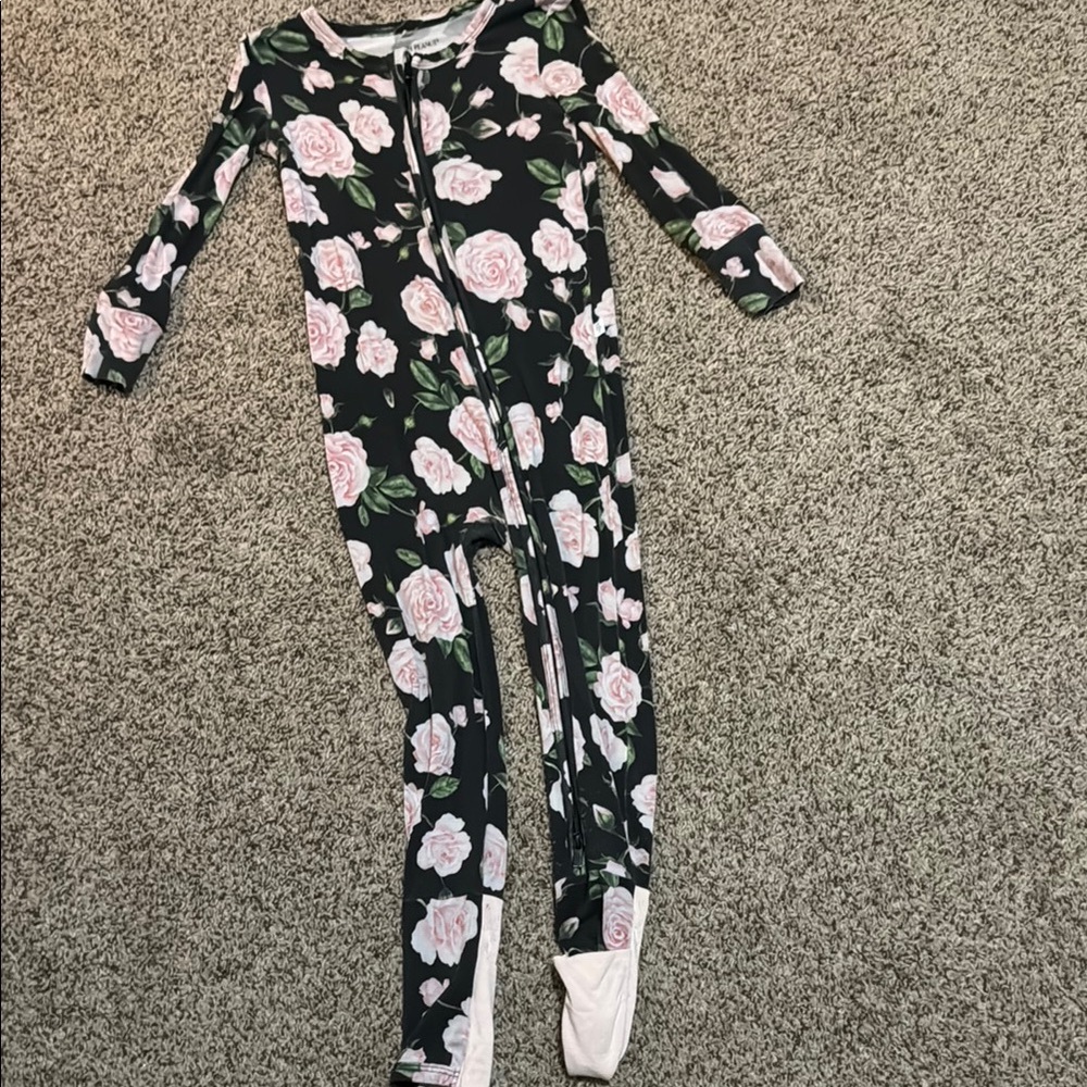 Posh Peanut Black Floral Kids Footie
